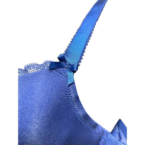 42D Adore Me Lace Front Closure Bra Blue Underwire Padded - Picture 5 of 11